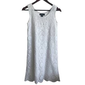 Karen Kane Crochet‎ Dress M White Cotton Coastal Beachy Cottagecore Boho Resort